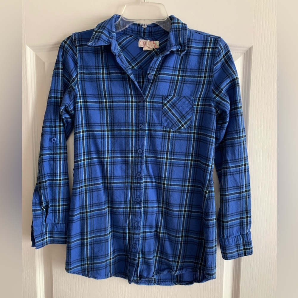 Blue flannel button up size Medium